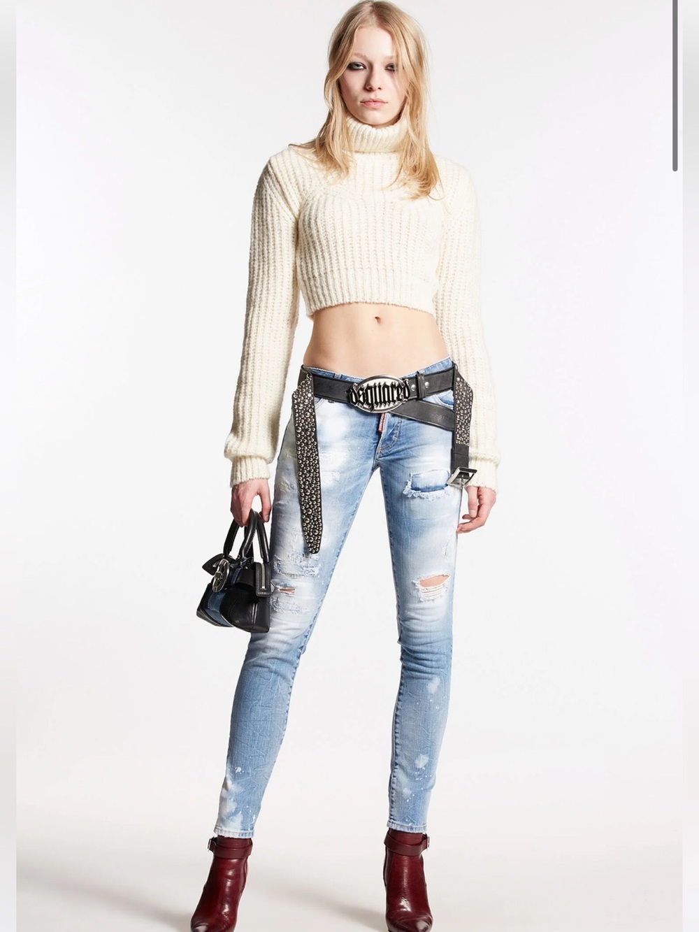 DSQUARED Light Wash Distressed Skinny Jeans